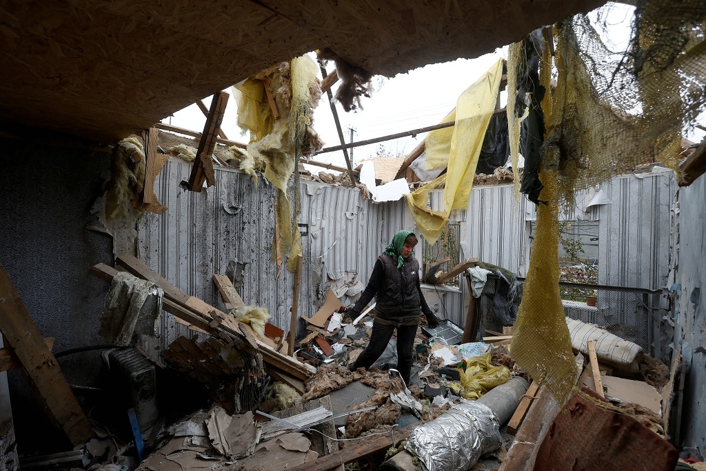 Residência bombardeada em Kherson, no Sul da Ucrânia.